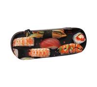 KCGSDEGV Japanese Sushi Shrimp Printed Pen Pencil Cases for School Girls Boys, Cute Leather Zipper Pencil Bag Holder Stationery Organizer Box