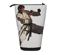 KCGSDEGV Karate Men Prints Standing Expandable Pencil Case Organiser for School Pens, Makeup & Travel for Students & Artists