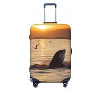 KCGSDEGV Killer Whale Under Sunset Prints Elastic Luggage Cover with Invisible Zippers - Universal Suitcase Protector for Travel, Business Trips, L(25-28inch Suitcase)