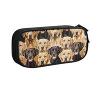 KCGSDEGV Labrador Retriever Dogs Printed Pen Pencil Cases for School Girls Boys, Large Capacity Cute Pencil Bag Holder Stationery Organizer Box,Black