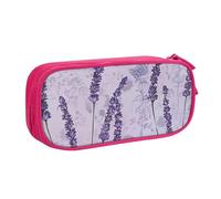KCGSDEGV Lavender Stamp Printed Pen Pencil Cases for School Girls Boys, Large Capacity Cute Pencil Bag Holder Stationery Organizer Box,Pink