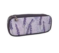 KCGSDEGV Lavender Stamp Printed Pen Pencil Cases for Students Girls Boys, Cute Leather Pencil Bag Pouch Holder Stationery Organizer for Kids Men Women