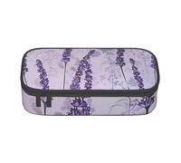 KCGSDEGV Lavender Stamp Printed Pencil Cases Cute Compartment Pencil Pouch Pen Bag Holder Stationery Organizer Box for School Girls Boys