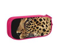 KCGSDEGV Leopard Animal Print Printed Pen Pencil Cases for School Girls Boys, Large Capacity Cute Pencil Bag Holder Stationery Organizer Box,Pink