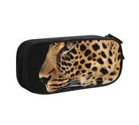 KCGSDEGV Leopard Animal Print Printed Pen Pencil Cases for School Girls Boys, Large Capacity Cute Pencil Bag Holder Stationery Organizer Box,Black