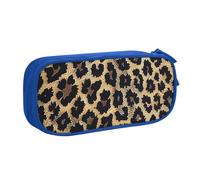 KCGSDEGV Leopard Print Print Printed Pen Pencil Cases for School Girls Boys, Large Capacity Cute Pencil Bag Holder Stationery Organizer Box,Blue