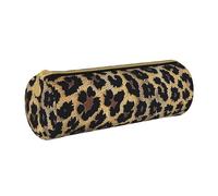 KCGSDEGV Leopard Print Print Printed Round Pencil Case Cute Leather Pencil Pouch Pen Bag Holder Stationery Organizer Box for School Girls Boys
