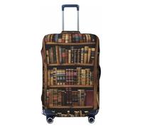 KCGSDEGV Library Bookshelf Book Prints Elastic Luggage Cover with Invisible Zippers - Universal Suitcase Protector for Travel, Business Trips, S(18-21inch Suitcase)