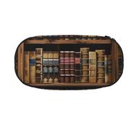 KCGSDEGV Library Bookshelf Book Prints Pencil Case Stationery Organizer Pen Pouch Bag Makeup Bag for Travel School Work