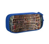 KCGSDEGV Library Bookshelf Books Printed Pen Pencil Cases for School Girls Boys, Large Capacity Cute Pencil Bag Holder Stationery Organizer Box,Blue