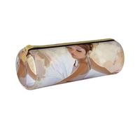 KCGSDEGV Little Ballerina Dancing Girl Printed Round Pencil Case Cute Leather Pencil Pouch Pen Bag Holder Stationery Organizer Box for School Girls Boys
