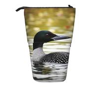 KCGSDEGV Loon Nature Bird Prints Standing Expandable Pencil Case Organiser for School Pens, Makeup & Travel for Students & Artists