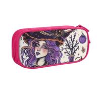 KCGSDEGV Magic Witch Witchcraft Bohemian Drawing Printed Pen Pencil Cases for School Girls Boys, Large Capacity Cute Pencil Bag Holder Stationery Organizer Box,Pink