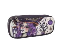 KCGSDEGV Magic Witch Witchcraft Bohemian Drawing Printed Pen Pencil Cases for Students Girls Boys, Cute Leather Pencil Bag Pouch Holder Stationery Organizer for Kids Men Women