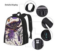 KCGSDEGV Magic Witch Witchcraft Bohemian Drawing Printed Prints School Bag 3Pcs Bookbag Sets with Lunch Bag Pencil Case, Cute Student Backpack Set for Teen Girls Boys