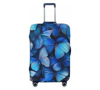 KCGSDEGV Many Blue Butterfly Prints Elastic Luggage Cover with Invisible Zippers - Universal Suitcase Protector for Travel, Business Trips, M(22-24inch Suitcase)