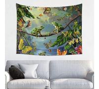 KCGSDEGV Many Frogs Sing on The Branches Butterflies Printed Tapestry Wall Hanging 95x73 CM - Exquisite Wall Decoration for Home Bedroom, Living Room, Dorm