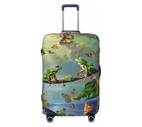 KCGSDEGV Many Frogs Sing on The Branches Butterflies Prints Elastic Luggage Cover with Invisible Zippers - Universal Suitcase Protector for Travel, Business Trips, S(18-21inch Suitcase)