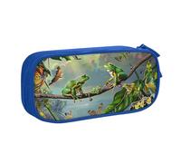 KCGSDEGV Many Frogs Sing On The Branches Summer Butterflies Printed Pen Pencil Cases for School Girls Boys, Large Capacity Cute Pencil Bag Holder Stationery Organizer Box,Blue