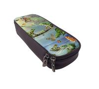 KCGSDEGV Many Frogs Sing On The Branches Summer Butterflies Printed Pen Pencil Cases for Students Girls Boys, Cute Leather Pencil Bag Pouch Holder Stationery Organizer for School Work Travel