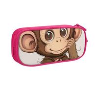 KCGSDEGV Monkey Art Print Printed Pen Pencil Cases for School Girls Boys, Large Capacity Cute Pencil Bag Holder Stationery Organizer Box,Pink