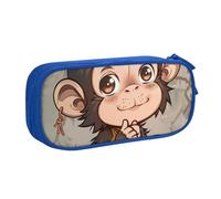 KCGSDEGV Monkey Art Printed Pen Pencil Cases for School Girls Boys, Large Capacity Cute Pencil Bag Holder Stationery Organizer Box,Blue