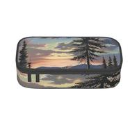 KCGSDEGV Moose Mountain Pine Tree Wilderness Printed Pencil Cases Cute Compartment Pencil Pouch Pen Bag Holder Stationery Organizer Box for School Girls Boys