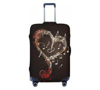KCGSDEGV Music Symbols Love Prints Elastic Luggage Cover with Invisible Zippers - Universal Suitcase Protector for Travel, Business Trips, S(18-21inch Suitcase)