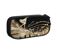 KCGSDEGV Novel Music Note Printed Pen Pencil Cases for School Girls Boys, Large Capacity Cute Pencil Bag Holder Stationery Organizer Box,Black