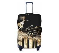 KCGSDEGV Novel Music Note Prints Elastic Luggage Cover with Invisible Zippers - Universal Suitcase Protector for Travel, Business Trips, L(25-28inch Suitcase)