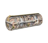 KCGSDEGV Oodles of Poodles Printed Round Pencil Case Cute Leather Pencil Pouch Pen Bag Holder Stationery Organizer Box for School Girls Boys
