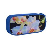 KCGSDEGV Orchids Print Printed Pen Pencil Cases for School Girls Boys, Large Capacity Cute Pencil Bag Holder Stationery Organizer Box,Blue