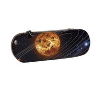 KCGSDEGV Outer Space Galaxy Solar System Printed Pen Pencil Cases for School Girls Boys, Cute Leather Zipper Pencil Bag Holder Stationery Organizer Box