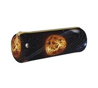 KCGSDEGV Outer Space Galaxy Solar System Printed Round Pencil Case Cute Leather Pencil Pouch Pen Bag Holder Stationery Organizer Box for School Girls Boys