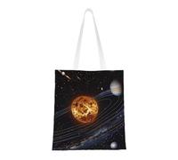 KCGSDEGV Outer Space Galaxy Solar System Printing Shopping Bags Reusable Grocery Bags Foldable Shoulder Tote Bag for Shopper School Work Travel
