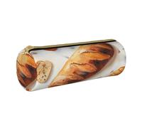 KCGSDEGV Painted Bread Printed Round Pencil Case Cute Leather Pencil Pouch Pen Bag Holder Stationery Organizer Box for School Girls Boys