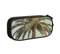 KCGSDEGV Palm Tree Tropical Printed Pen Pencil Cases for School Girls Boys, Large Capacity Cute Pencil Bag Holder Stationery Organizer Box,Black