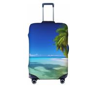 KCGSDEGV Palm Trees and Clear Sea Prints Elastic Luggage Cover with Invisible Zippers - Universal Suitcase Protector for Travel, Business Trips, M(22-24inch Suitcase)