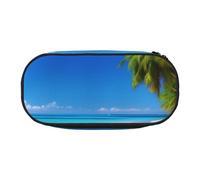KCGSDEGV Palm Trees and Clear Sea Prints Pencil Case Stationery Organizer Pen Pouch Bag Makeup Bag for Travel School Work