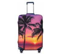 KCGSDEGV Palm Trees Silhouette at Sunset Prints Elastic Luggage Cover with Invisible Zippers - Universal Suitcase Protector for Travel, Business Trips, M(22-24inch Suitcase)