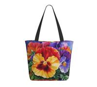 KCGSDEGV Pansy Perfection Printing Tote Bag for Women Large Handle Bag Lightweight Shoulder Bag with Zipper for Shopping School Work Travel