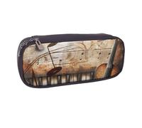 KCGSDEGV Piano Violin Music Notes Printed Pen Pencil Cases for Students Girls Boys, Cute Leather Pencil Bag Pouch Holder Stationery Organizer for Kids Men Women