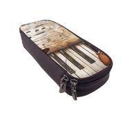 KCGSDEGV Piano Violin Music Notes Printed Pen Pencil Cases for Students Girls Boys, Cute Leather Pencil Bag Pouch Holder Stationery Organizer for School Work Travel