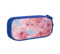 KCGSDEGV Pink Cherry Blossoms Printed Pen Pencil Cases for School Girls Boys, Large Capacity Cute Pencil Bag Holder Stationery Organizer Box,Blue
