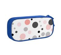 KCGSDEGV Pink Gray White Modern Polka Dot Pattern Printed Pen Pencil Cases for School Girls Boys, Large Capacity Cute Pencil Bag Holder Stationery Organizer Box,Blue
