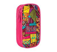 KCGSDEGV Pink Pen Pencil Cases with African Textile Patchwork Print Printed, Large Capacity Cute Pencil Bag Holder Stationery Organizer Box for School Girls Boys