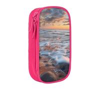 KCGSDEGV Pink Pen Pencil Cases with Beach Maui Hawaii Sunset Sea Waves Clouds Printed, Large Capacity Cute Pencil Bag Holder Stationery Organizer Box for School Girls Boys