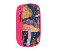 KCGSDEGV Pink Pen Pencil Cases with Bright Mushrooms Printed, Large Capacity Cute Pencil Bag Holder Stationery Organizer Box for School Girls Boys