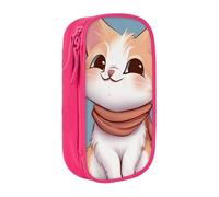 KCGSDEGV Pink Pen Pencil Cases with Cartoon Cat Printed, Large Capacity Cute Pencil Bag Holder Stationery Organizer Box for School Girls Boys
