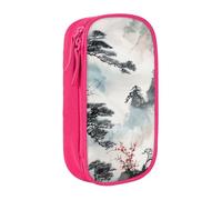 KCGSDEGV Pink Pen Pencil Cases with Chinese Landscape Painting Printed, Large Capacity Cute Pencil Bag Holder Stationery Organizer Box for School Girls Boys
